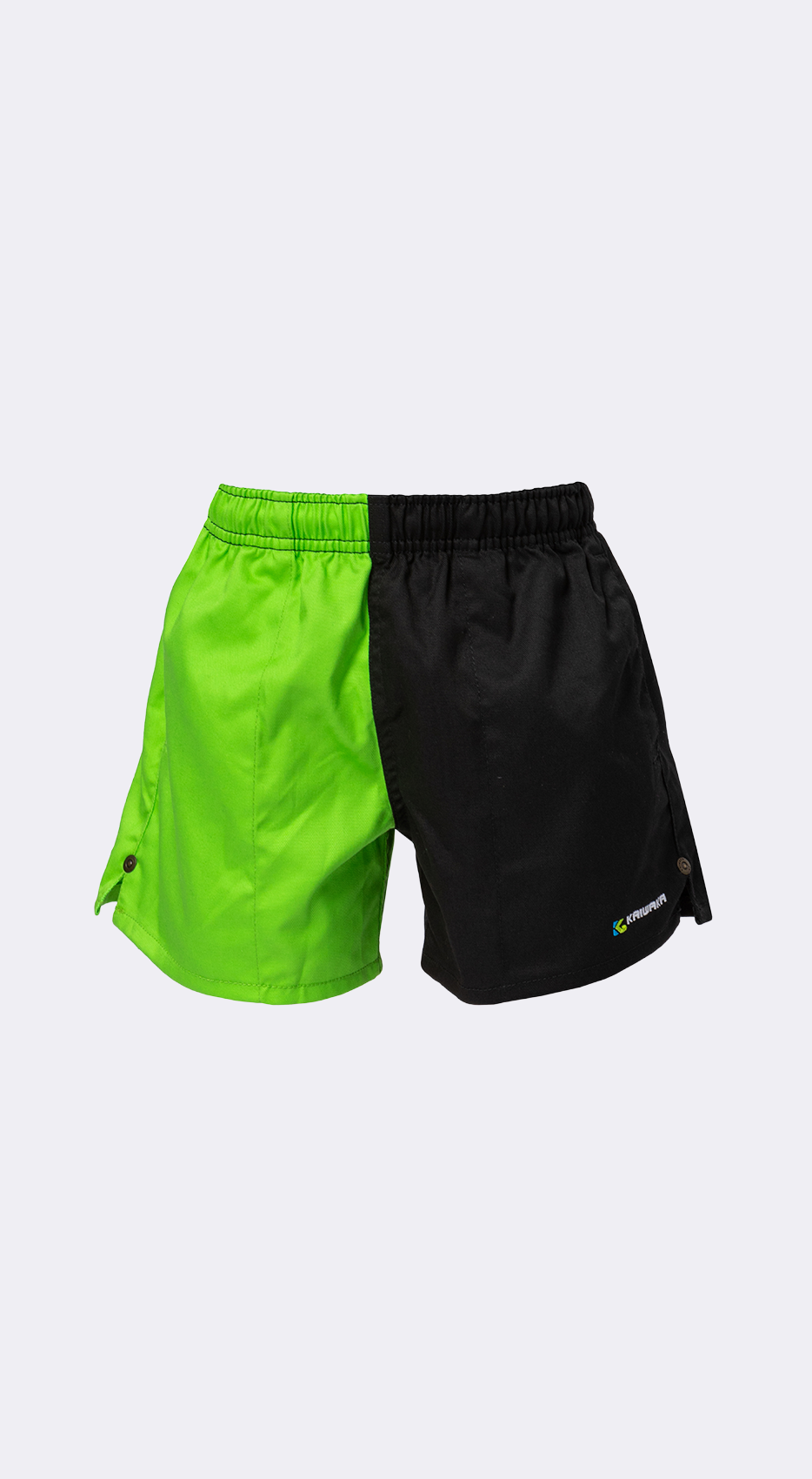 Kids Black & Green Rugby Shorts