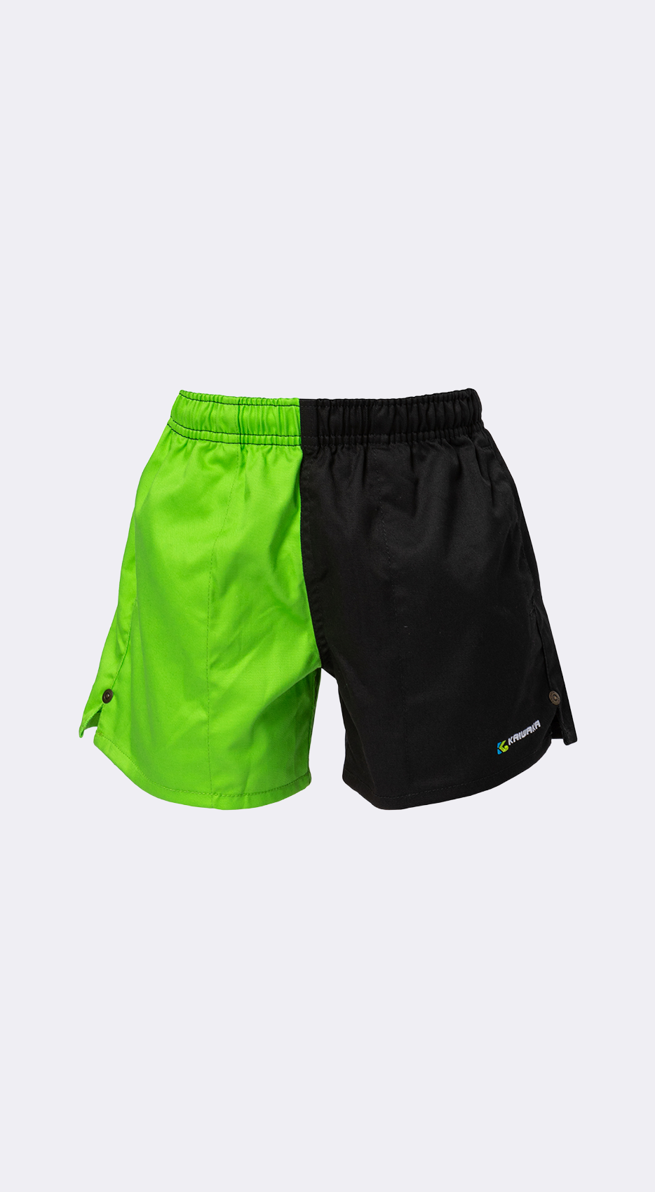 Kids Black & Green Rugby Shorts